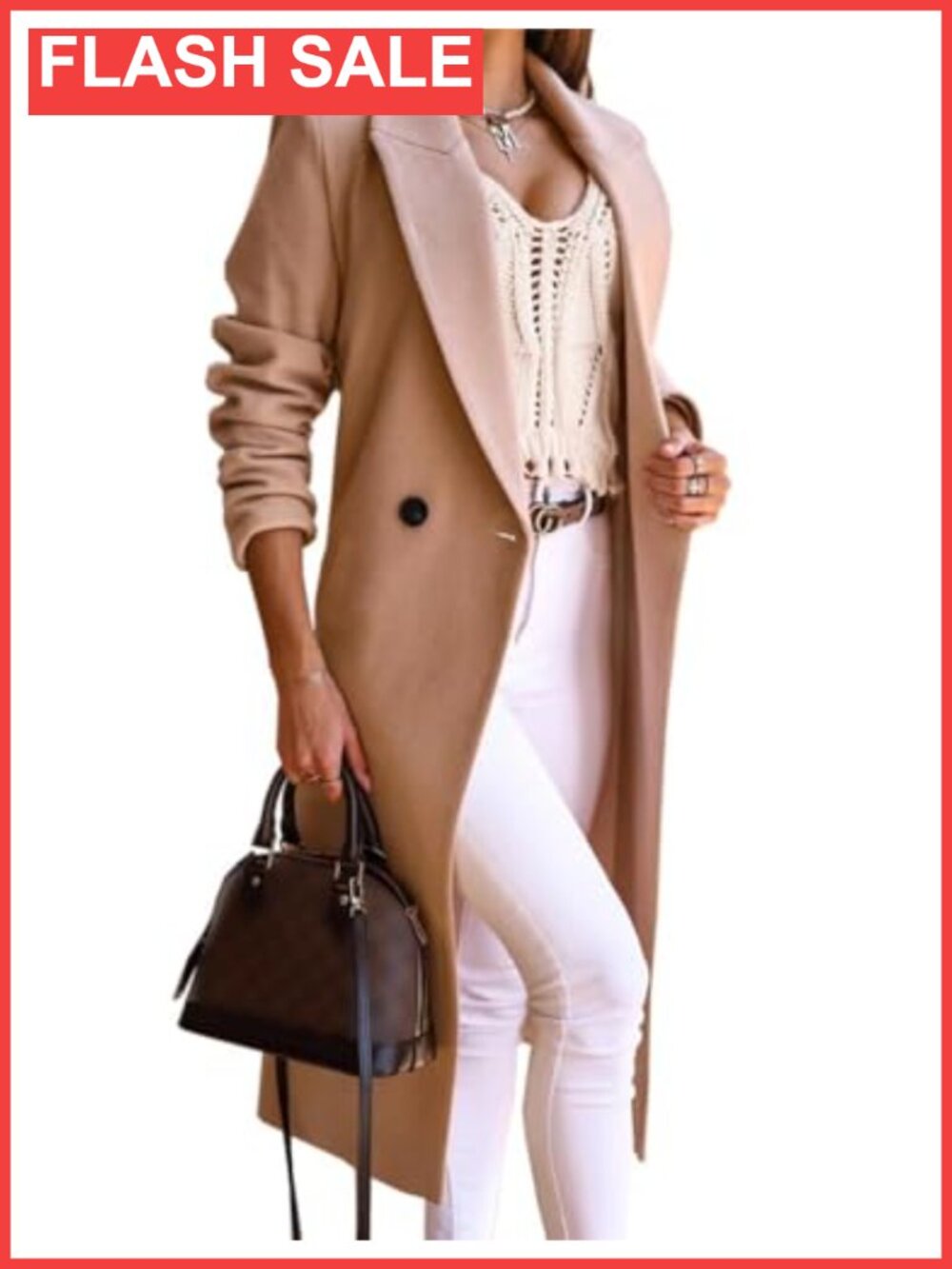 Wool Blend Trench Peacoat Double Breasted Long Winter Coat